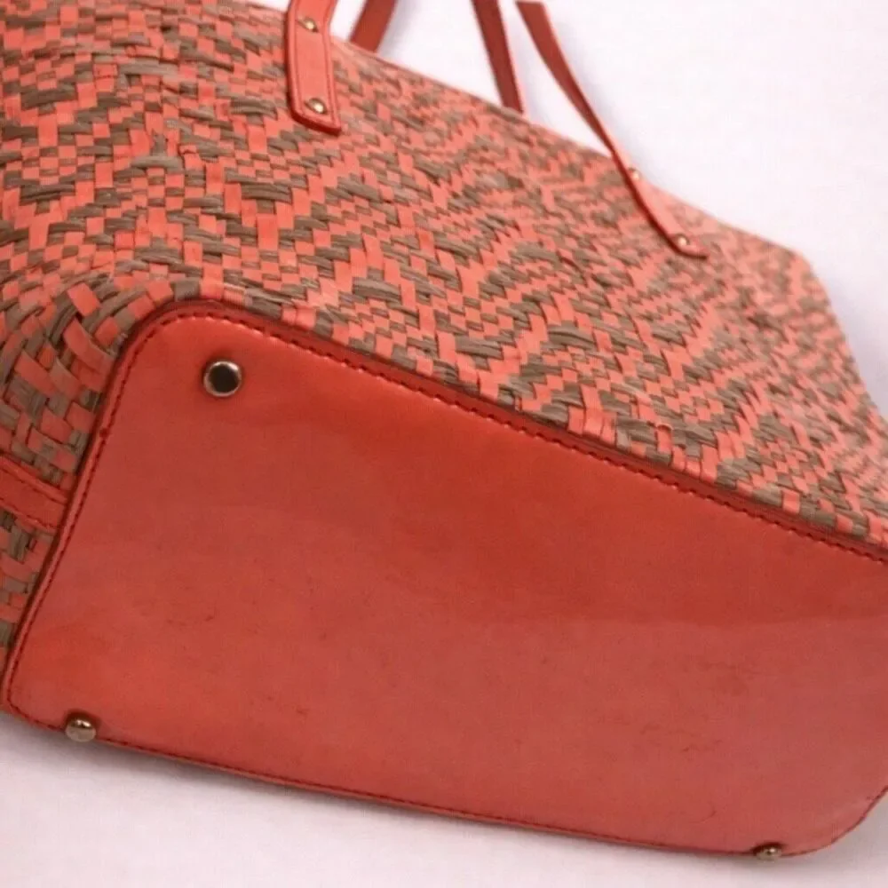 Kate Spade Coral Woven Tote Bag – Large Summer Shoulder Bag